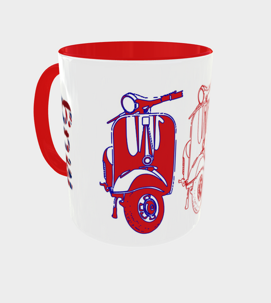 Red White & Blue Scooter Mug (Personalised)