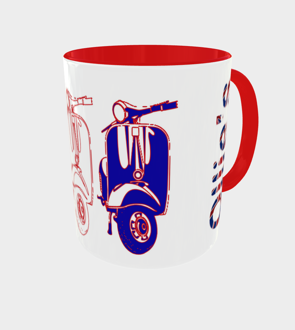 Red White & Blue Scooter Mug (Personalised)